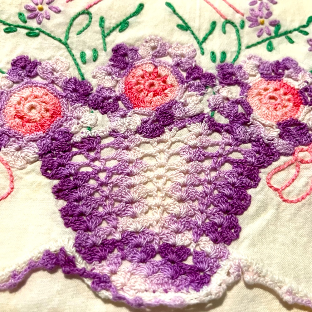 Hand stitched embroidered standard pillow case